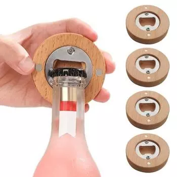 10 шт. бамбуковых магнитов для открывания бутылок 2,4x2,4 дюйма, магнит на холодильник, украшение для бара, открывалка для пива, многофункциональный кухонный инструмент, наклейка на холодильник 10 pcs