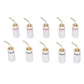 10 шт. банановых штекеров игольчатого типа, профессиональные 24-каратные позолоченные разъемы для колонок для домашнего кинотеатра