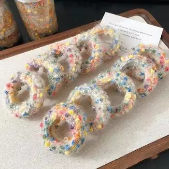 10 шт./банка Разноцветная плюшевая резинка для волос для женщин Высокоэластичная резинка для волос Модная девушка Не повреждает волосы Резинки для волос