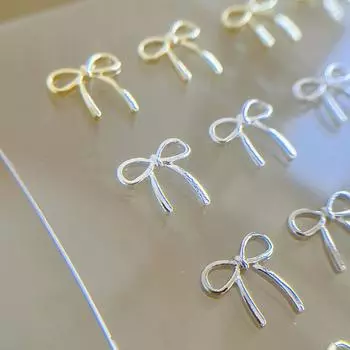 10 шт. бант-деко дизайн ногтей Шарм 3D серебро/золото лента с бантом детали декора для ногтей Diy Роскошные аксессуары для маникюра Silver 2