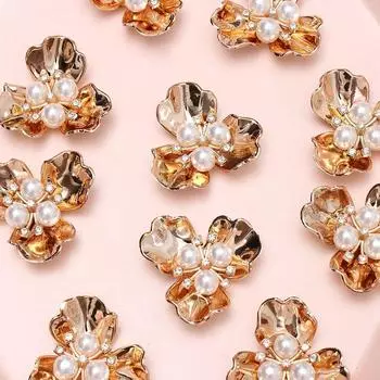 10 шт. бант ручной работы аксессуары жемчужные цветы стразы пуговицы сверкающие хрустальные шпильки украшения одежда швейный жемчужный инструмент