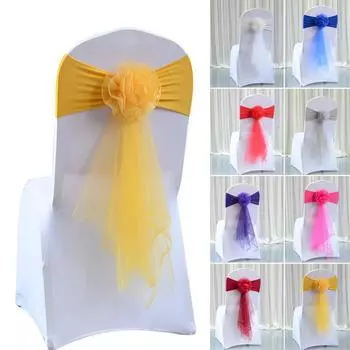 10 шт., банты для стула из органзы, ленты для стула, ленты для свадьбы, вечеринки, дня рождения, украшения серебряный