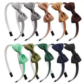 10 шт. Банты для волос из репсовой ленты на детской повязке для волос, ручной работы, плиссированные, однотонные, милые, принцесса, аксессуары для волос