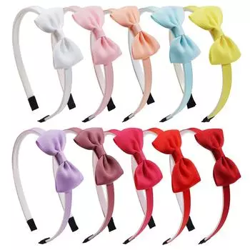 10 шт. Банты для волос из репсовой ленты на детской повязке для волос, ручной работы, плиссированные, однотонные, милые, принцесса, аксессуары для волос