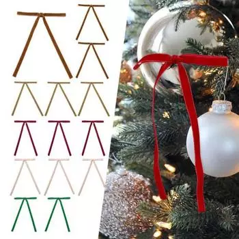 10 шт. бархатных рождественских бантов, винтажная рождественская елка, бархатные ленты, банты, декор для поделок, подарочная упаковка, аксессуары для волос