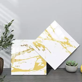 10 шт., белая и золотая наклейка на мраморную плитку, кухонный фартук, маслостойкая ванная комната, домашний декор, наклейки на стены, художественная роспись 10cmX10cmX10pcs