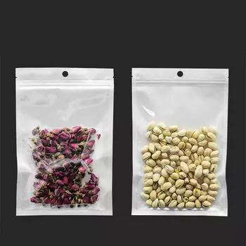 10 шт. белая пластиковая перламутровая пленка прозрачный пакет с застежкой-молнией герметичный пакет пищевая упаковка для подарка 10x18cm