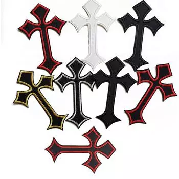 10 шт. белые черные крестовые нашивки вышитые аппликации термонаклейки на ткань для ремонта белый