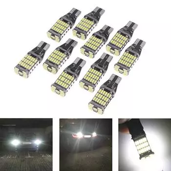 10 шт. белых 45 Smd 4014 T15 W16W светодиодных ламп заднего хода для автомобиля 6000K
