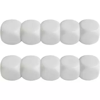 10 шт. белых игральных кубиков, шестигранные игральные кубики с круглыми углами, 16 мм, акриловые игральные кубики для настольной игры в классе, наклейка 1.6cm белый