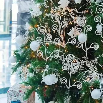 10 шт. Белый блестящий стебель конфеты круглая ветка рождественская елка украшение рождественский фестиваль 2025 новогодние подарки декор для вечеринок красный