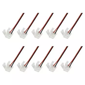 10 шт. Беспаечные 2-контактные разъемы питания для светодиодных лент, соединительные зажимы, аксессуары для светодиодных лент, разъемы 8MM