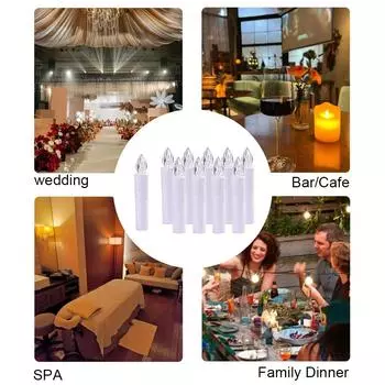 10 шт. беспламенных светодиодных свечей на батарейках для украшения рождественской елки, мерцающие оконные свечи, идеально подходят для украшения вечеринки/праздника