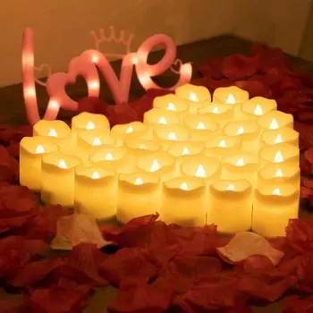 10 шт. беспламенных светодиодных свечей, теплый свет, долговечная ночная лампа для Дня святого Валентина, рождественской вечеринки, ужина, декора