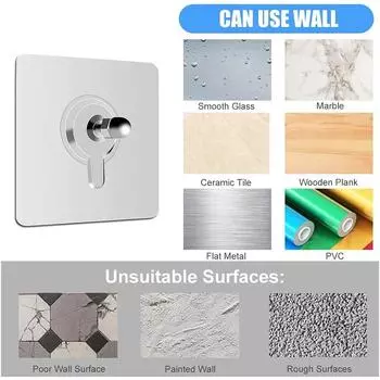 10 шт. бесшовные самоклеящиеся наклейки для гвоздей, настенные крючки без проколов, прозрачные настенные крючки для ванной комнаты, комплект O6X7 6X6CM