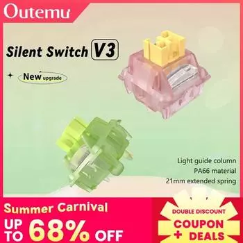 10 шт. бесшумных переключателей Peach V3, смазанные бесшумные переключатели Lemon V3, механическая клавиатура, линейная тактильная, 5-контактная, с возможностью горячей замены, предварительно смазанный POM PA66