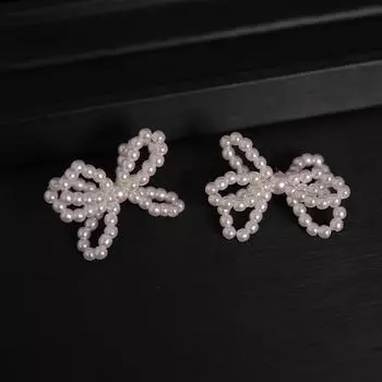 10 шт. бежевых пластиковых подвесок-бантов с жемчужинами - универсальный декор для тортов, букетов и аксессуаров для самостоятельного изготовления, идеально подходит для вечеринок и свадеб 10pcs