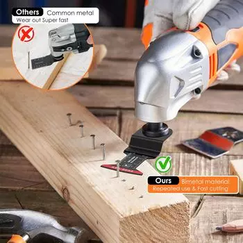 10 шт. биметаллических осциллирующих пильных полотен, многофункциональные осциллирующие многофункциональные пильные полотна с 3 проставками-адаптерами, многофункциональный инструмент Arc Edge