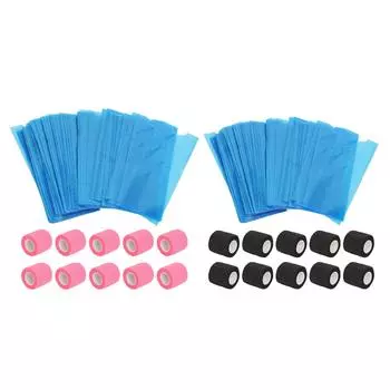 10 шт., бинты для тату-ручки, противоскользящие 200 шт., сумки для тату-машин, чехлы для ручек Pink