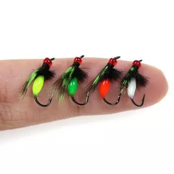 10 шт., бионическая приманка для ловли нахлыстом с острым крючком, реалистичная красочная приманка ручной работы с перьями, искусственная приманка, пресноводная соленая ловля окуня, форели L жёлтый