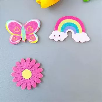 10 шт. блестящие аппликации с принтом в виде цветов и бабочек для поделок, украшения для торта, заколки для волос, банты, декоративные нашивки One Size