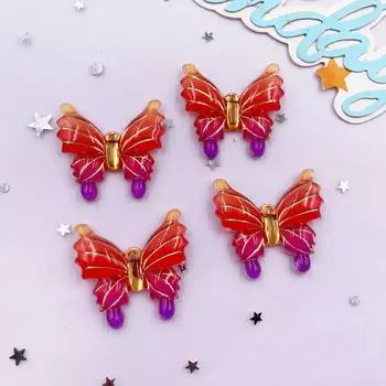 10 шт. блестящие красочные фигурки бабочек из мультфильмов, плоские стразы, 1 отверстие, подвеска, скрапбукинг, сделай сам, украшения на День святого Валентина