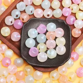 10 шт. блестящие круглые бусины с косыми отверстиями, материалы для самостоятельной работы, для сережек, ожерелий, маркировки ювелирных изделий розовый