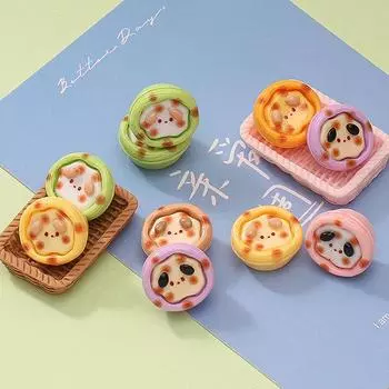 10 шт. блестящие мультяшные медведи хлеб серии смоляные плоские кабошоны для заколки скрапбукинг украшения своими руками ремесло украшения аксессуары A10
