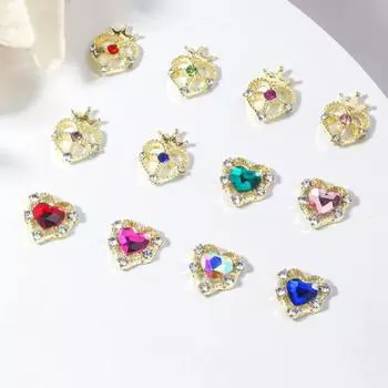 10 шт., блестящие стразы для дизайна ногтей, многоцелевые милые 3D-шармы в форме сердца в форме короны B