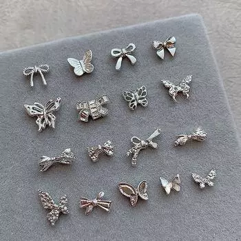 10 шт., блестящие украшения для ногтей, блестящие аксессуары для маникюра с бантом и бабочкой, детали для украшения ногтей A5