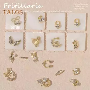 10 шт., блестящий бант для дизайна ногтей, невыцветающий стильный искусственный жемчуг «сделай сам», золотое сердце, бант, искусственные бриллианты, подвеска для ногтей, товары для красоты