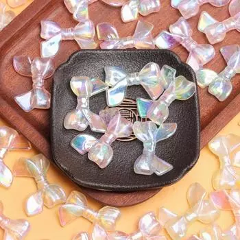 10 шт., блестящий бант с УФ-покрытием, свободный кулон из бисера, модные серьги «сделай сам», ожерелье, материал ручной работы, ювелирные аксессуары шампанского