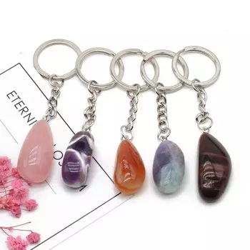 10 шт., брелок для ключей из натурального камня Energy, брелок для ключей с нерегулярными кристаллами в стиле бохо, мужской женский держатель для ключей, ювелирные изделия, аксессуары, ремесла, подарки 10Pcs-530-2040mm