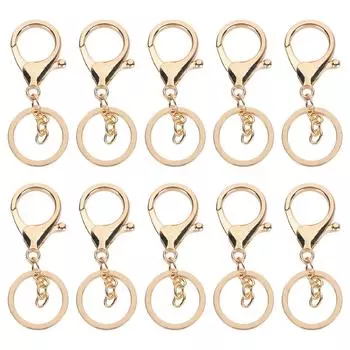 10 шт. брелок для ключей с покрытием, не выцветающий, простой брелок для сумки, пряжка, карабин, крючок(Золото ) золотистый