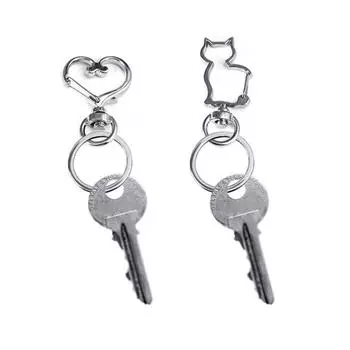 10 шт. брелок для ключей в форме сердца с полостью, аксессуары для ключей с застежкой-карабином серебряный