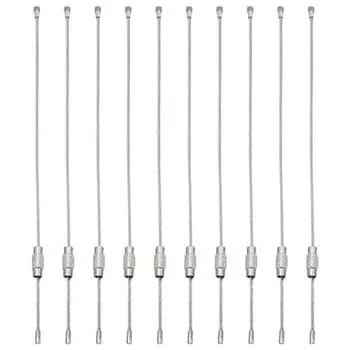 10 шт. Брелоки из нержавеющей стали, 1/1,5/2 мм, кабельные петли-соединители для багажных бирок, прочный плетеный набор брелоков 1mm