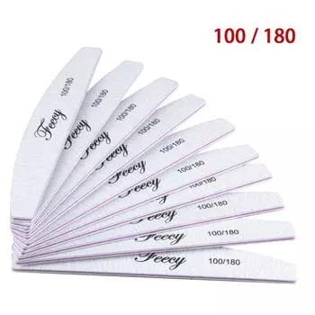 10 шт., буферные пилочки для ногтей с коробкой для хранения, 100/180, прочная толстая наждачная бумага для маникюра, полировка, двойной песок, инструмент для дизайна ногтей