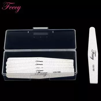 10 шт., буферные пилочки для ногтей с коробкой для хранения, 100/180, прочная толстая наждачная бумага для маникюра, полировка, двойной песок, инструмент для дизайна ногтей