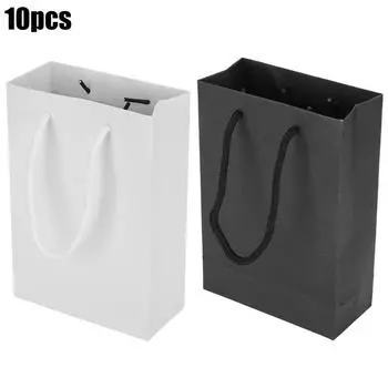 10 шт. бумажная сумка-тоут на шнурке портативная ручная работа подарочная сумка упаковочные инструменты для одежды White
