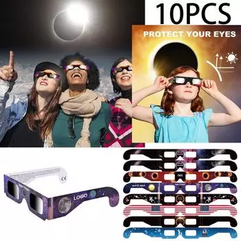 10 шт., бумажные солнечные очки, случайный цвет, солнечные очки для общего наблюдения, 3D уличные анти-уф-очки для просмотра One Size