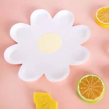 10 шт. бумажных тарелок для пикника с ромашками, столовая посуда, белые тарелки с цветами ромашек для летней тематики, детский декор для дня рождения