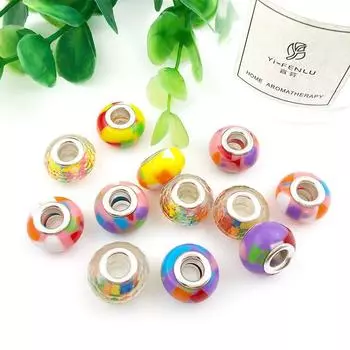 10 шт., бусины в домашнем стиле, 8x14 мм, браслет «сделай сам», полимерные бусины с большим отверстием, цветные бусины, радужные аксессуары Style 4