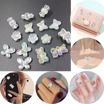 10 шт., бусины в мультяшной форме для изготовления ювелирных изделий, серьги «сделай сам», браслет, ожерелье, бусины, бабочка, медведь, цветочный орнамент, украшение Flowers