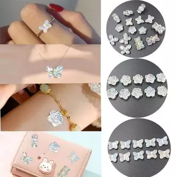 10 шт., бусины в виде бабочки, медведя, цветка, браслет «сделай сам», ожерелье, бусины для ногтей, украшения для сережек «сделай сам», для изготовления ювелирных изделий