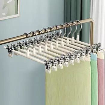 10 шт. Бытовая многофункциональная стойка для сушки брюк и юбок из нержавеющей стали, прочная, не оставляющая следов, нескользящая JK розовый
