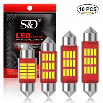 10 шт. C5W LED C10W Canbus Festoon 31 мм 36 мм 39 мм 41 мм Безошибочная лампа для чтения в салоне автомобиля 12SMD 4014 Чипы Лампы для номерного знака Авто Лампа постоянного тока 12 В 31mm