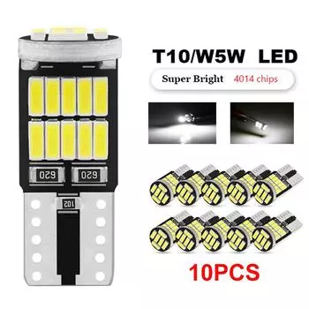 10 шт. Canbus W5W T10 194 светодиодная автомобильная лампа 26SMD 4014, авто, высокая яркость, клин, номерной знак, купольная дверная лампа 12 В белый