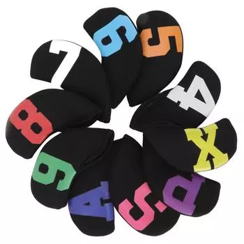 10 шт. чехлов для клюшек для гольфа с большим цветным номером, водонепроницаемые чехлы для клюшек для гольфа из неопрена чёрный