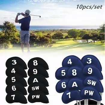 10 шт. чехлов для клюшек для гольфа, защитный комплект для гольфа, аксессуары для спорта на открытом воздухе синий