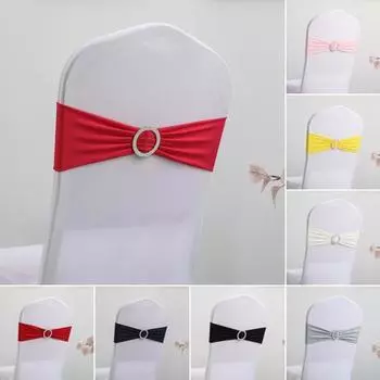 10 шт. чехлов на спинки стульев, однотонные, с круглой пряжкой, эластичные, многоразовые оранжевый